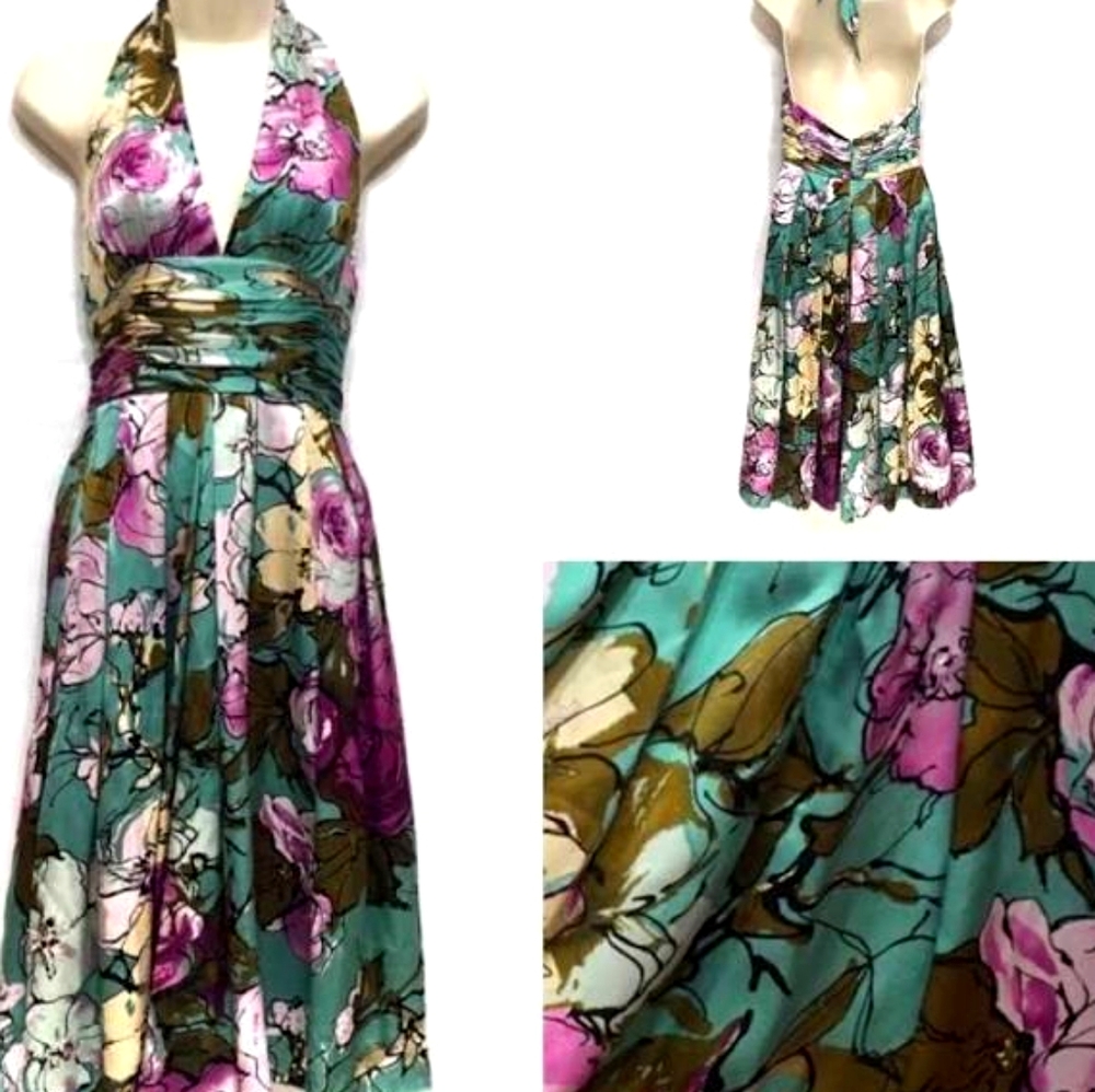 Vibrant Silk Floral Dress by Adriana Papell